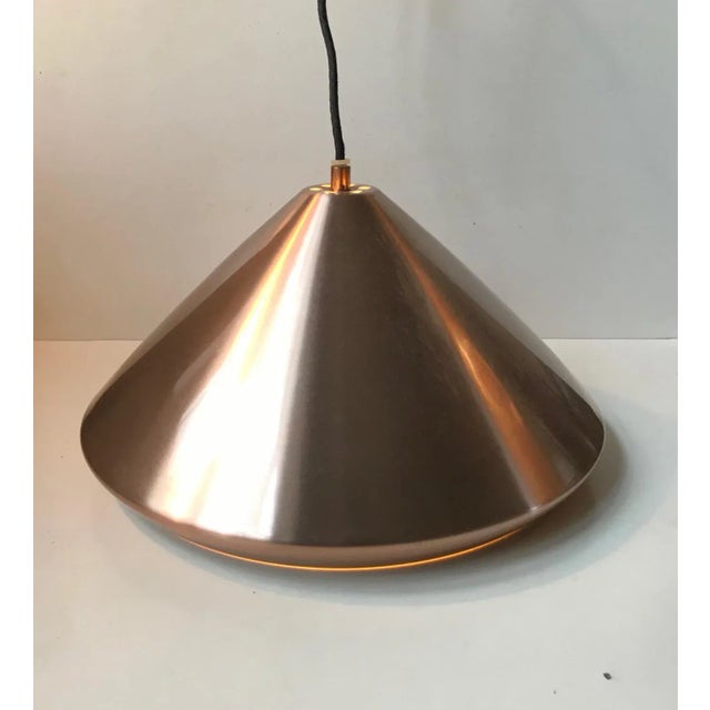 Fog & Mørup Vintage Danish Copper Pendant Lamp from Fog & Morup, 1970s For Sale - Image 4 of 9