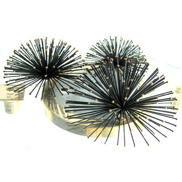 Vintage 1950's Black & Gold Metal Wall Urchins / Pom Poms Set of 3