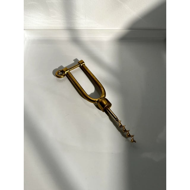 French 1970s Nautical Shackle Brass Corkscrew Bottle Opener For Sale - Image 3 of 4