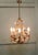 French Gilt Toleware and Floral Ceramic 6 Branch Chandelier This is a lovely old and attractive dainty piece, the open...