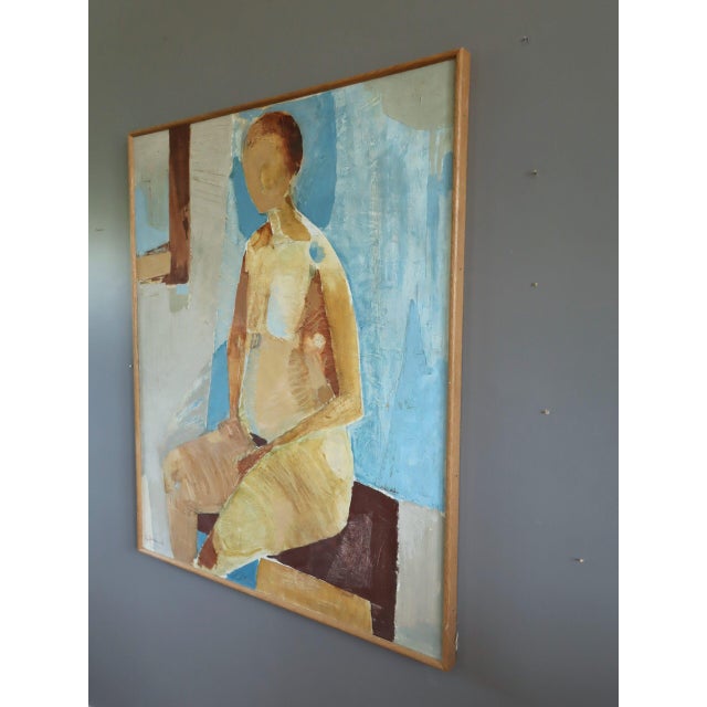 Mid 20th Century 1960 Mid-Century Modern 'Astrid' Swedish Semi-Abstract Figurative Nude Oil Painting, Framed For Sale - Image 5 of 11