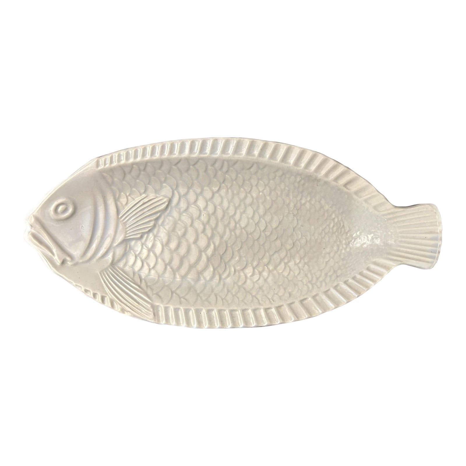 Vintage McCoy 9375 Fish Platter White Transparent Glaze Chairish