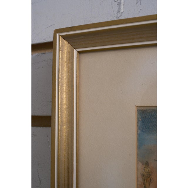 Vintage Pair of Italian Colored Engraving Etchings in Frames For Sale - Image 11 of 12