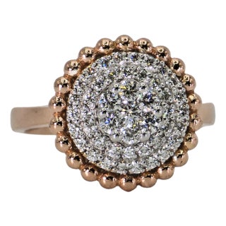 Natural Diamond Ring 18k White Rose Gold (750) Two Tone, Size 7 For Sale