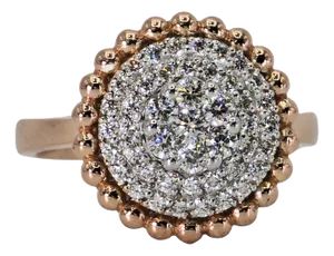 Natural Diamond Ring 18k White Rose Gold (750) Two Tone, Size 7