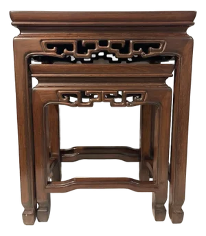 Set of Two Antique Chinese Rosewood Petite Nesting Side Tables