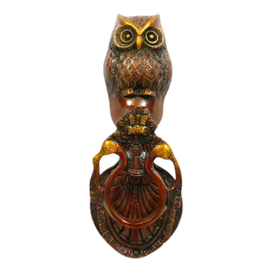Red Brass Owl Door Knocker