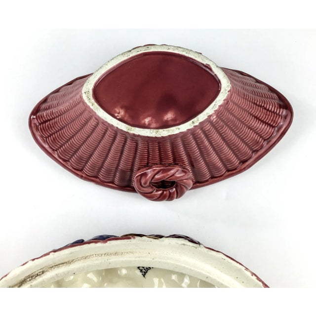 Colorful Japan Produced Majolica Covered Ceramic Basket For Sale - Image 11 of 13