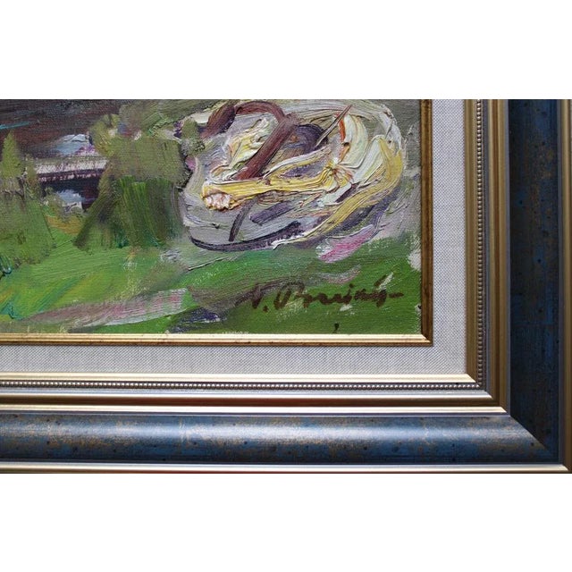 Modern Nikolajs Breikss, Ship Repair, Oil on Cardboard, 1960s For Sale - Image 3 of 8