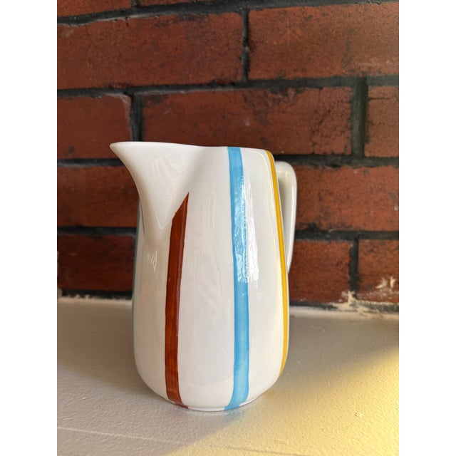 Mid 20th Century De Sphinx Holland Parafeu Pitcher – Hand Decorated Dutch Mid Century Ceramic For Sale - Image 4 of 12