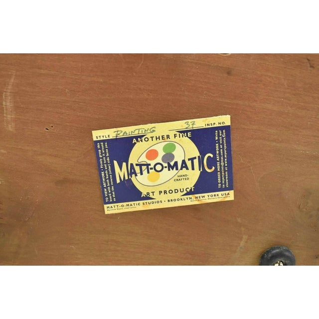 Vintage Cartoon Oil Painting on Wood Boy Swinging in City Park Illustration Art For Sale - Image 9 of 9