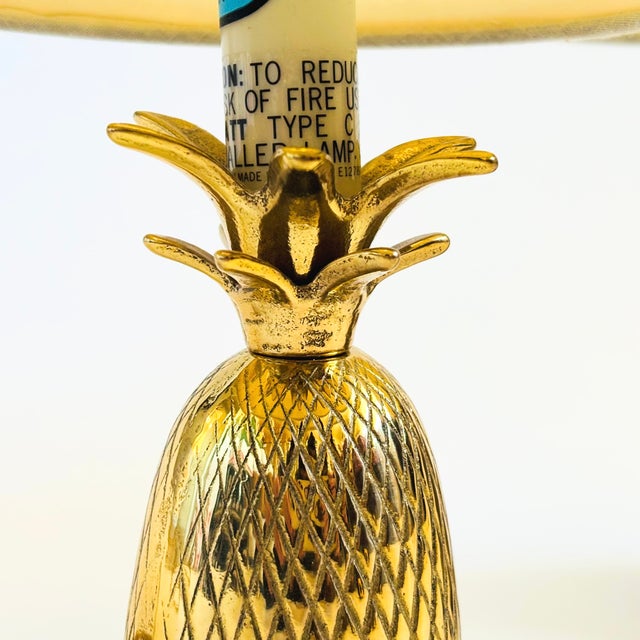 Metal Vintage Brass Pineapple Lamps - Set of 2 For Sale - Image 7 of 11