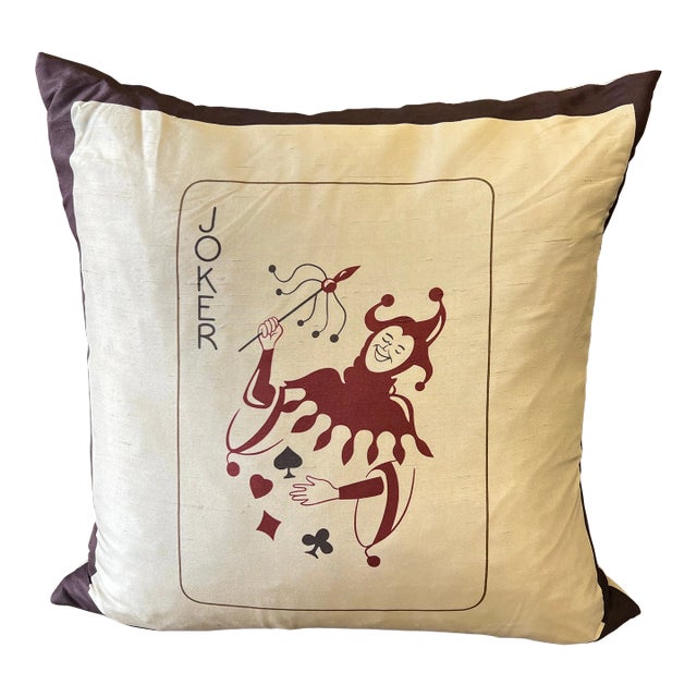 20th Century Raw Silk Joker Pillow For Sale