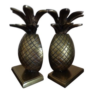 Vintage Pineapple Brass Bookends - a Pair For Sale