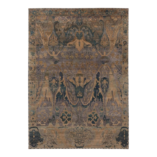 Rug & Kilim’s Persian-Inspired Rug in Gray and Gold Floral Patterns For Sale