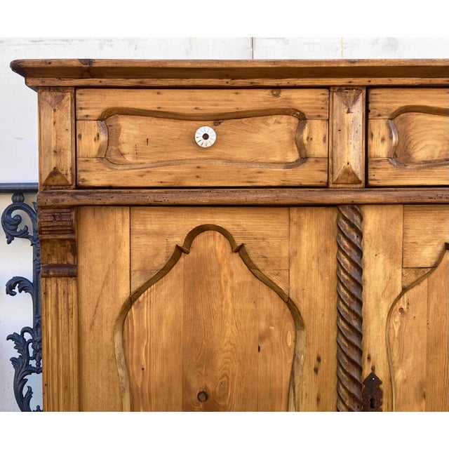Brown Late 19th Century Pine Dresser Base With Two Doors and Two Drawers For Sale - Image 8 of 18