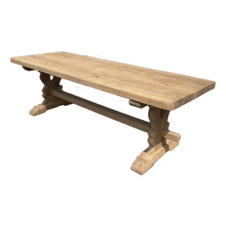 French Stripped & Sanded Oak Monastery Table/98” For Sale