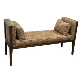 Pearson Furniture Paisley Printed Bench + Lumbar Pillows For Sale