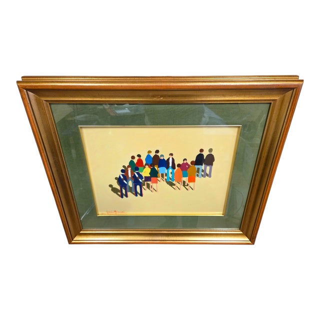 Giorgio Bianchi, Composition of Figures, 1970s, Oil on Canvas, Framed, in Very Good conditions. Designed 1970 to 1979 This...