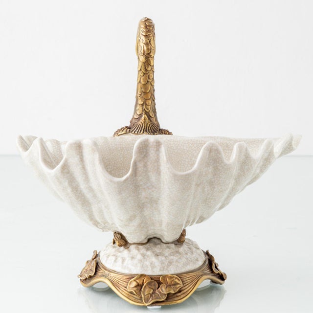 Hollywood Regency Sculptural Porcelain Swan Bowl For Sale - Image 12 of 16