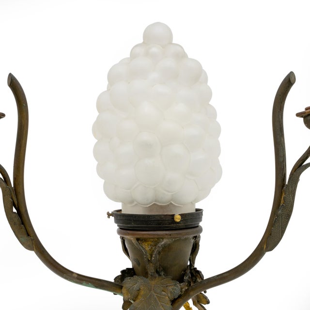 Brown Art Nouveau Cameo Bulb Glass and Bronze Table Lamp from Emile Gallé, France, 1900s For Sale - Image 8 of 10