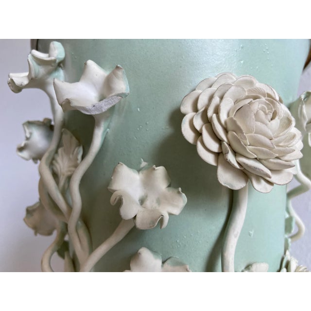 Italian Applied Floral Lamp & Shade For Sale - Image 10 of 12