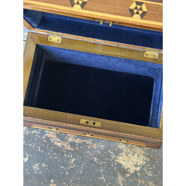 Vintage Parquetry Box With Removable Tray + Velvet Interior, Circa 1920s-30s For Sale - Image 17 of 17