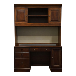 Stanley Furniture Cherry Contemporary Traditional Style 56" Computer Desk W. Bookcase Cabinet Top 589-18-44 / 589-18-45