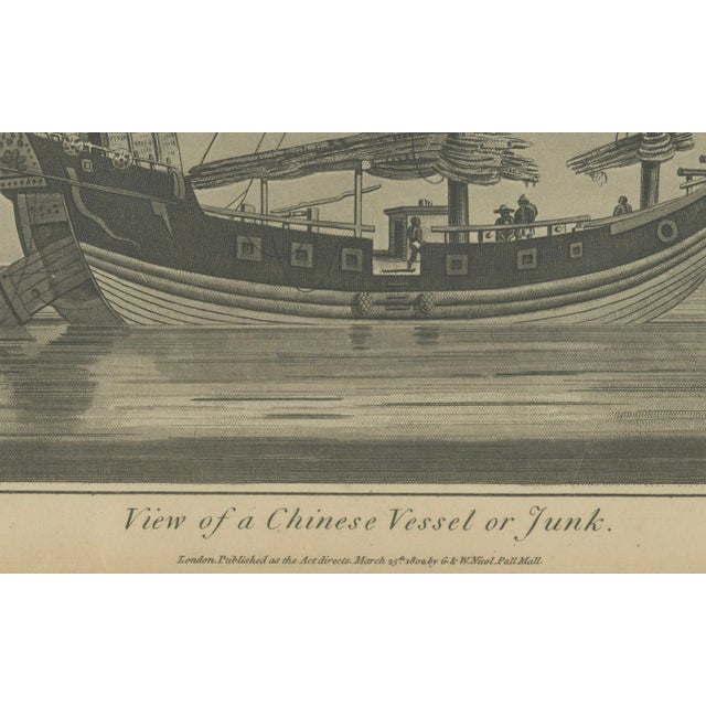 View of Chinese Junk Antique Maritime Engraving, 1802, Paper For Sale - Image 4 of 10