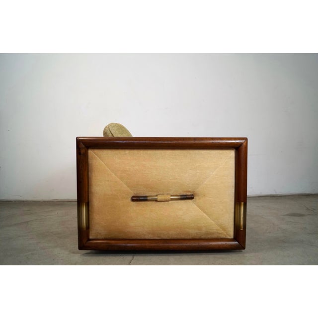 Tan 1970’s Hollywood Regency Campaign Tuxedo Loveseat Sofa For Sale - Image 8 of 12