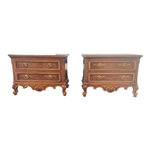 Louis XV French Provincial Drexel Heritage Brittany Collection Nightstands Pair