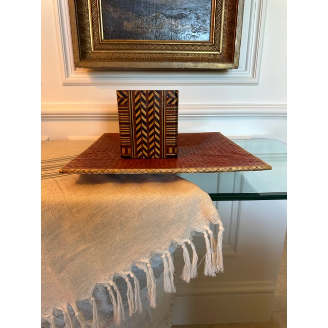 Vintage Woven Leather Tray For Sale - Image 10 of 16
