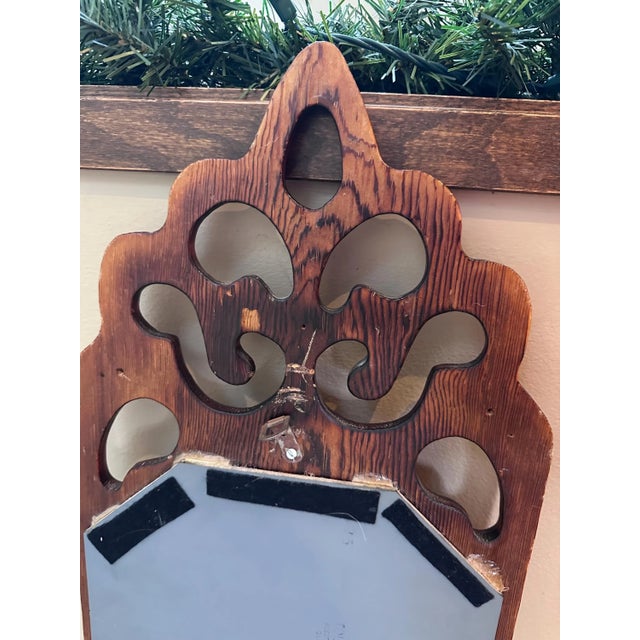 Vintage 1970s Carved Wooden Art Nouveau Style Wall Mirror For Sale - Image 4 of 8