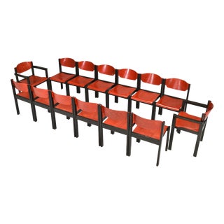 Italian Postmodern Stacking Chairs in Sottsass Style, Italy, 1970s, Set of 14 For Sale
