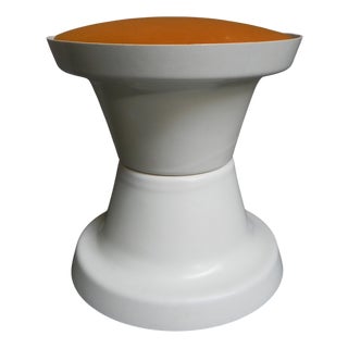 Vintage Stool with Orange Seat, 1970s For Sale