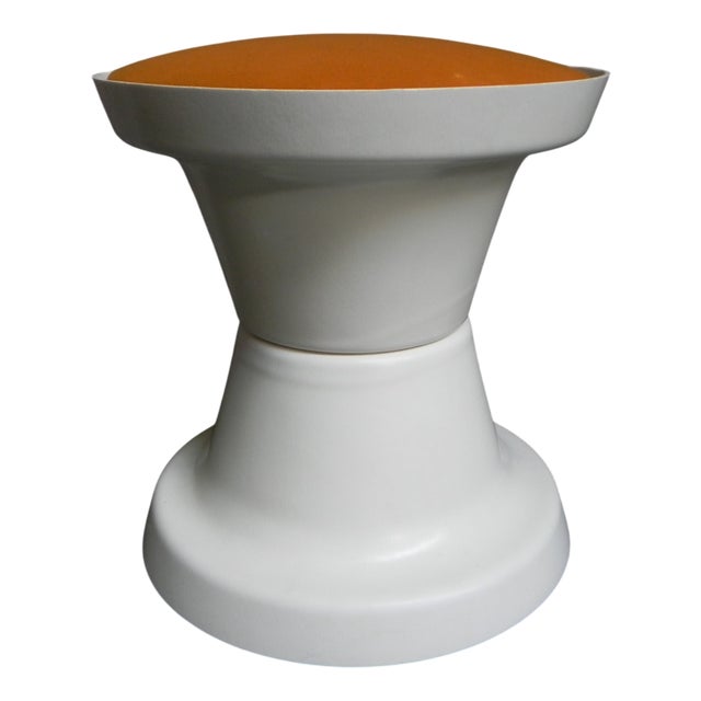 Vintage Stool with Orange Seat, 1970s For Sale