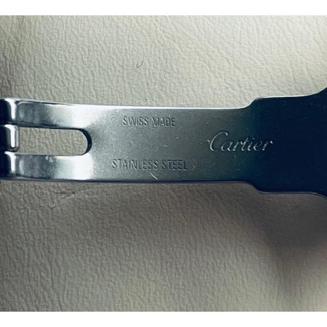 Vintage Collector-Grade Cartier 21 Must De Cartier Autoscaph Stainless Steel Watch W. Sapphire Cabochon, Unisex, Full Set/Orig. Box/Paper For Sale In Chicago - Image 6 of 7