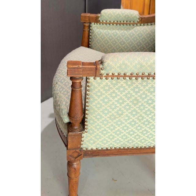 Late 18th Century Petit Bergere, Handcarved Beechwood, New Upholstery For Sale - Image 9 of 10
