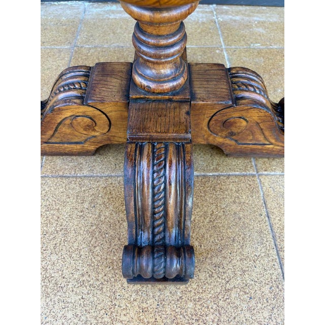 Renaissance Revival Carved Octagonal Pedestal Table, 1910 For Sale - Image 13 of 14