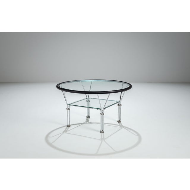 1980s Vintage Round Glass and Steel Coffee Table by Niels Bendtsen, 1980s For Sale - Image 5 of 13