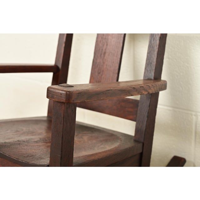 Limbert Antique Mission Oak Arts & Crafts Child's Rocking Chair, Circa 1910 For Sale - Image 9 of 14