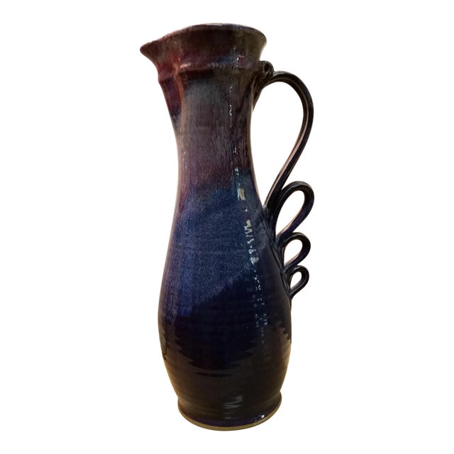 Signed Modernist Studio Pitcher Stoneware Vase For Sale
