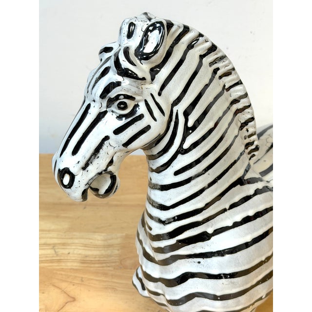 Black Pair Italian Mid-Century Modern Glazed Pottery Zebra Style of Raymor For Sale - Image 8 of 12