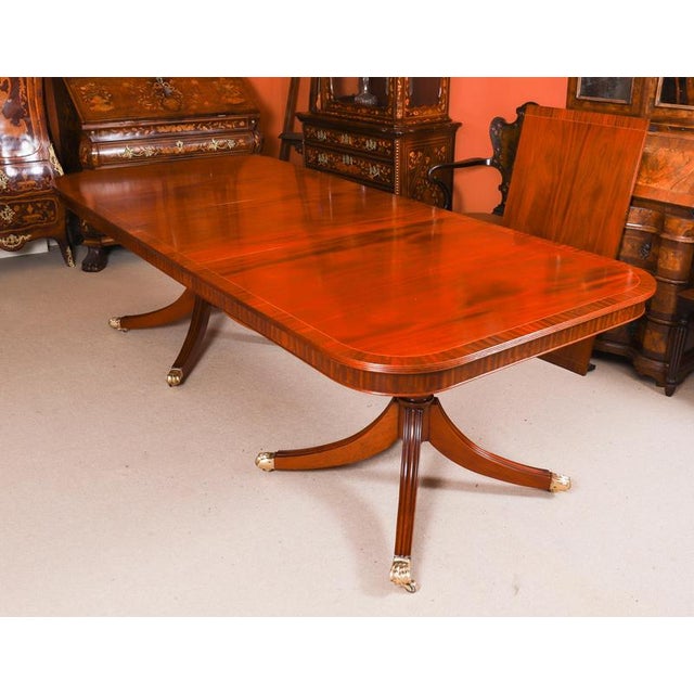 Vintage Regency Revival Flame Mahogany Dining Table and Chairs, Set of 11 For Sale - Image 6 of 14