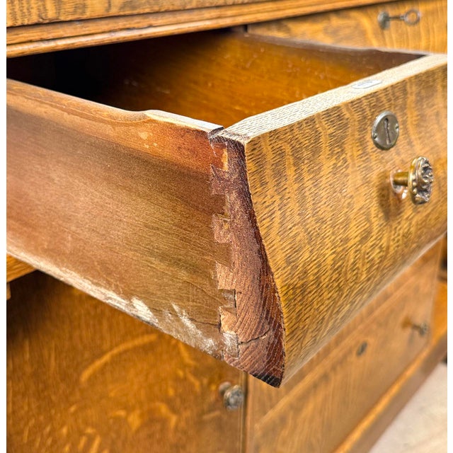 Antique Empire Quarterawn Oak Lions Paw Carved Sideboard Buffet Server For Sale - Image 13 of 18