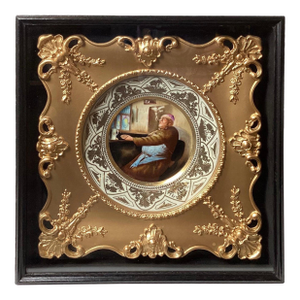A 19th Century Hand Painted Porcelain Plate in Original Museum Frame