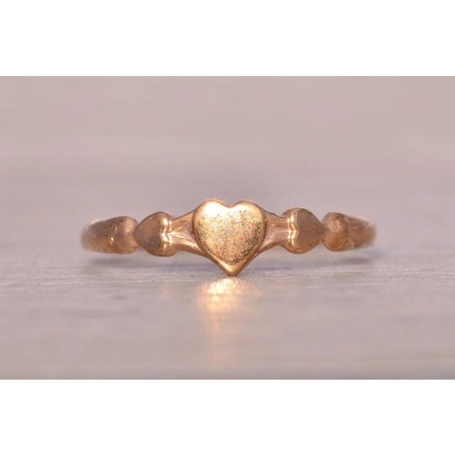 Contemporary Mid 20th Century the Taylor: Childs Yellow Gold Heart Ring, Size 1.25 For Sale - Image 3 of 10