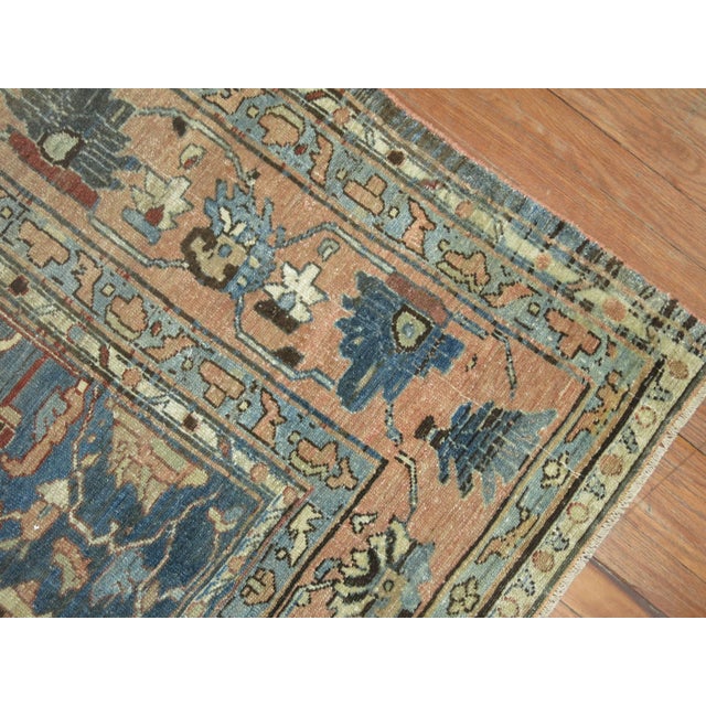 Gustavian (Swedish) Light Blue Terracotta 20th Century Room Size Pigeon Motif Persian Malayer Rug For Sale - Image 3 of 6