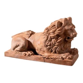 Antique Terra Cotta Lion Left Facing For Sale