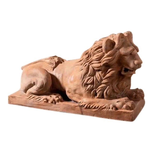 Antique Terra Cotta Lion Left Facing For Sale